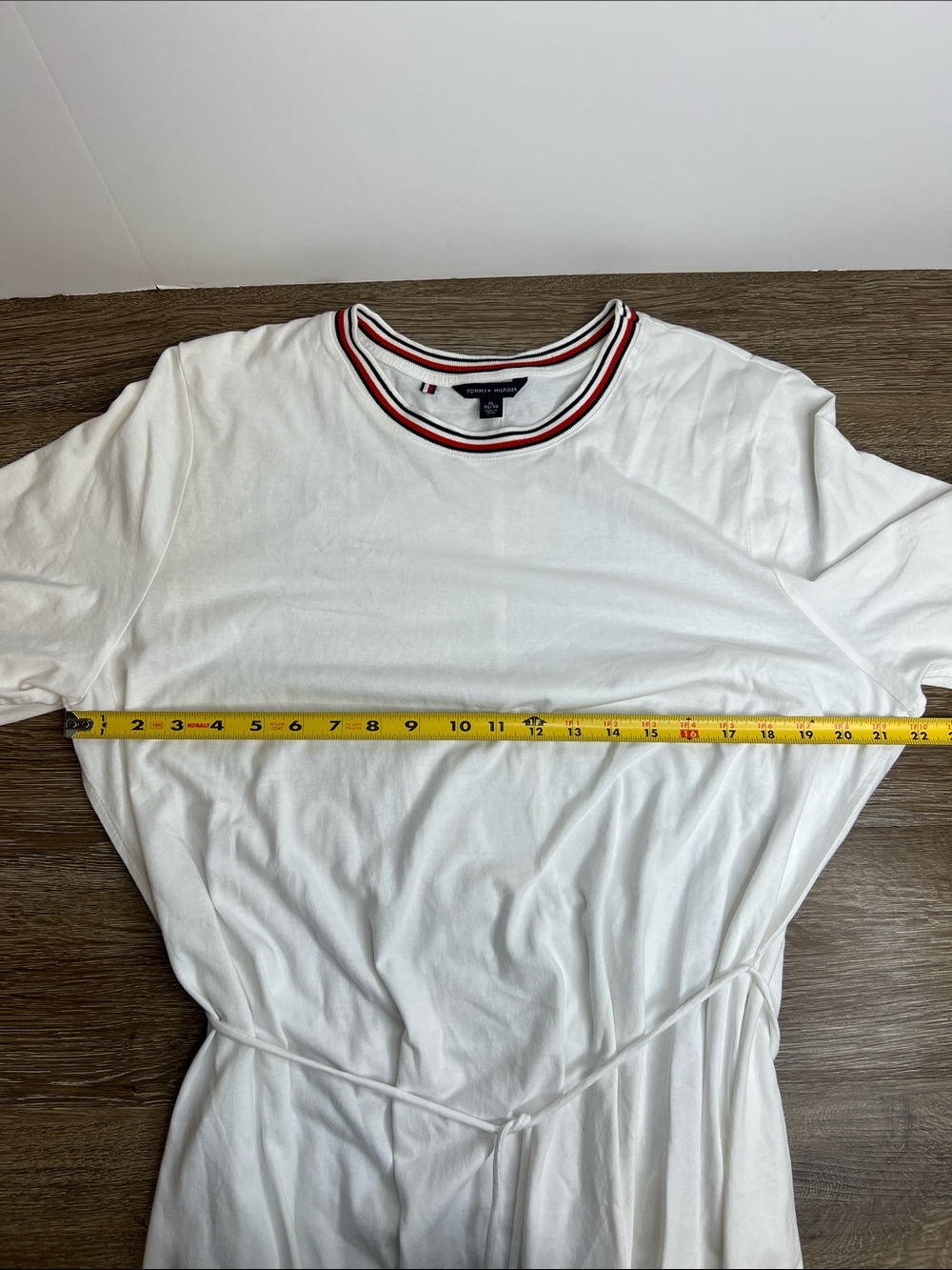 SOLD IN STORE Tommy Hilfiger Sport White Cotton T-Shirt Dress Tie Waist XL - Picture 11 of 13